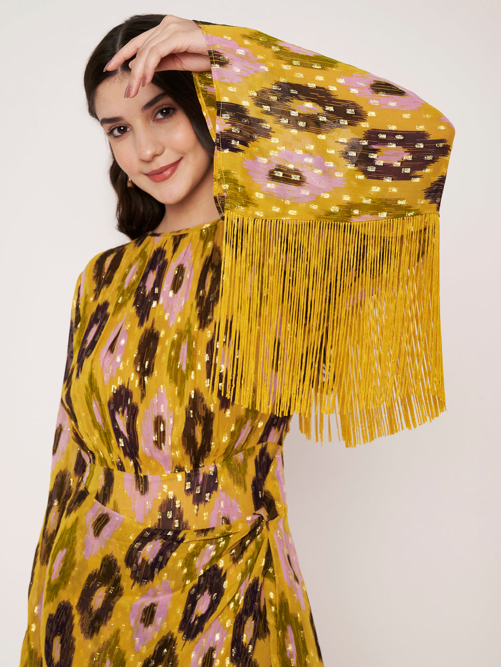 Mustard Yellow Lurex Mini Dress