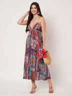 Multi-Print Cotton Rayon Maxi Dress