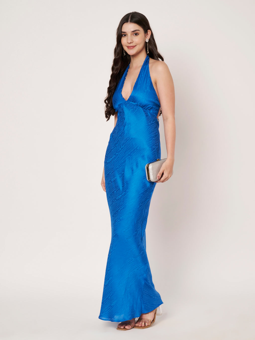 Blue Halter Maxi Dress