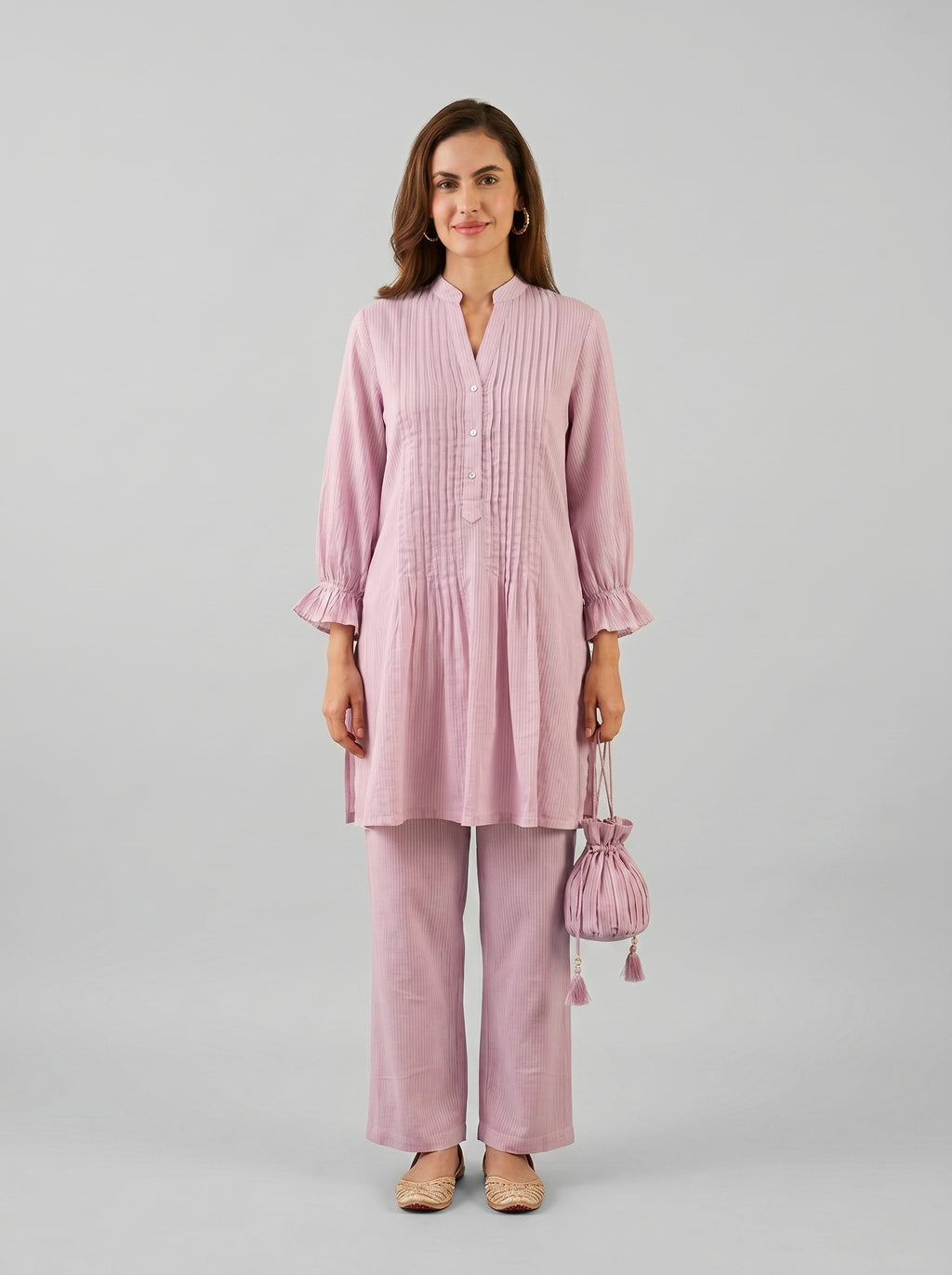 Elegant Pink Embroidered Ethnic Co-Ord Set for Women