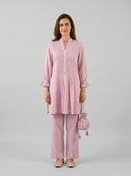 Elegant Pink Embroidered Ethnic Co-Ord Set for Women