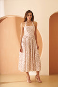 Amagyaa Floral Print Halter Neck Midi Dress