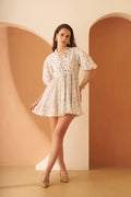 AMAGYAA Cream Printed Mini Dress