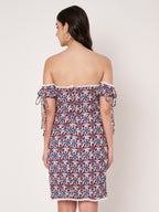 Floral Print Off-White Cotton Mini Dress