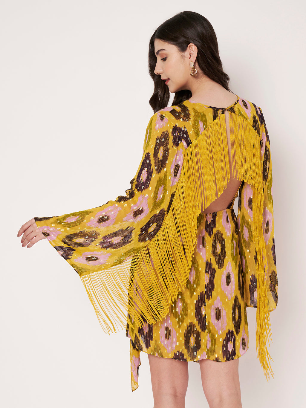 Mustard Yellow Lurex Mini Dress