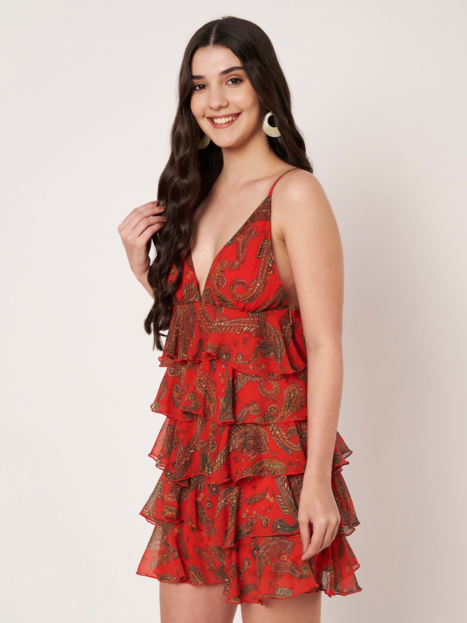 Red Ruffle Tiered Mini Dress