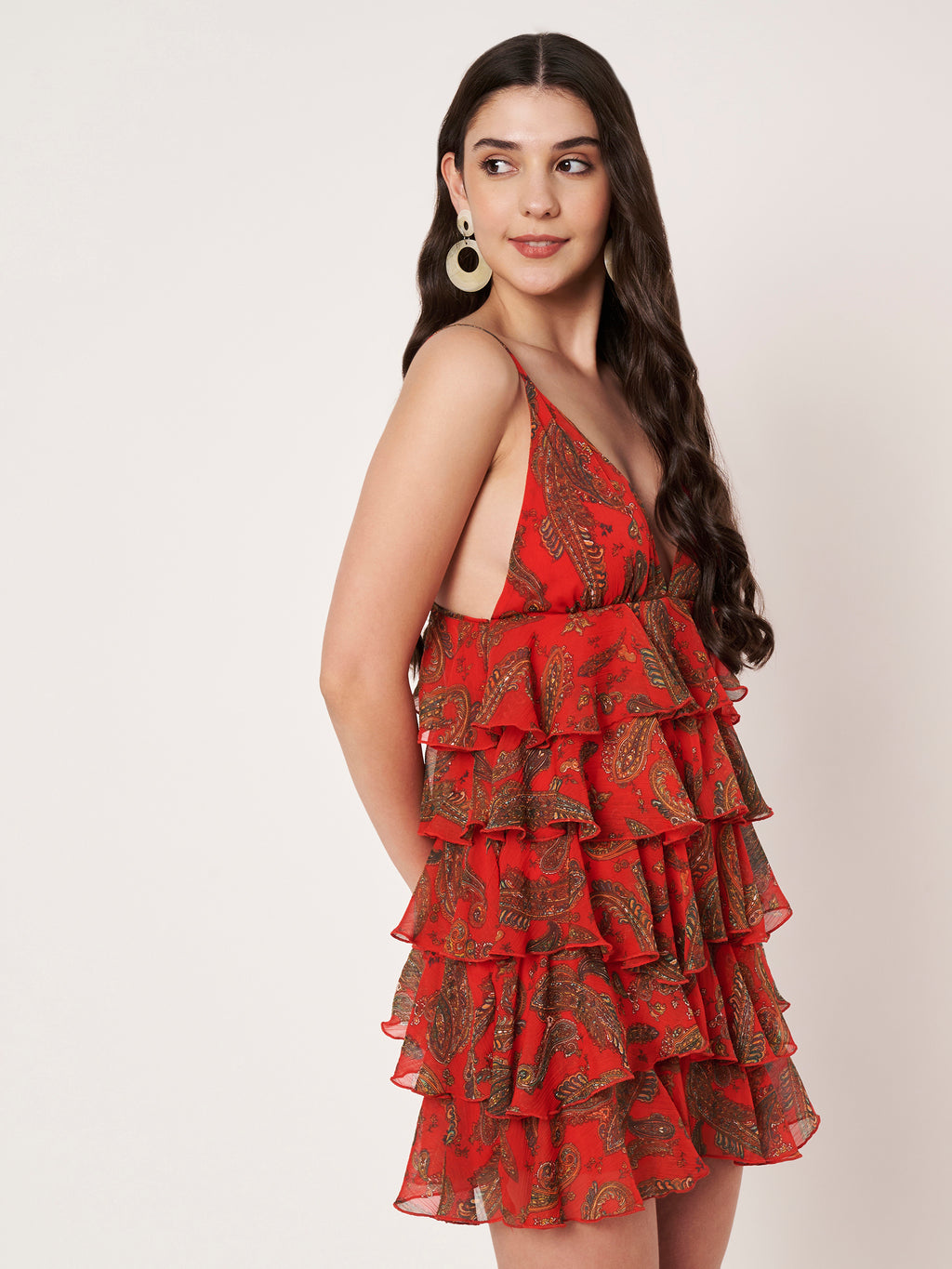 Red Ruffle Tiered Mini Dress