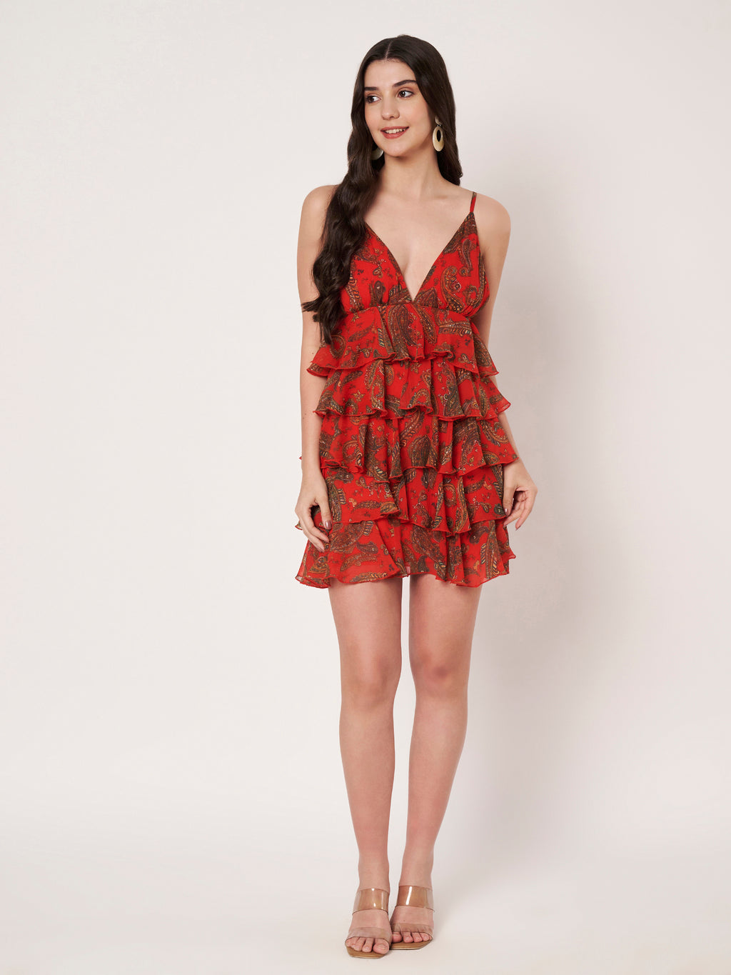 Red Ruffle Tiered Mini Dress