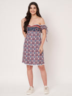 Floral Print Off-White Cotton Mini Dress