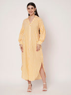 Yellow Striped Shirt Dress