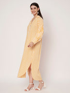 Yellow Striped Shirt Dress