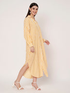 Yellow Striped Shirt Dress