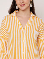 Yellow Striped Shirt Dress