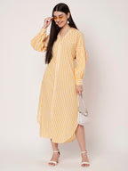 Yellow Striped Shirt Dress