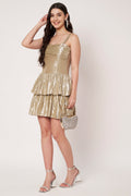 Starlight Champange Gold Layered Flared Dress