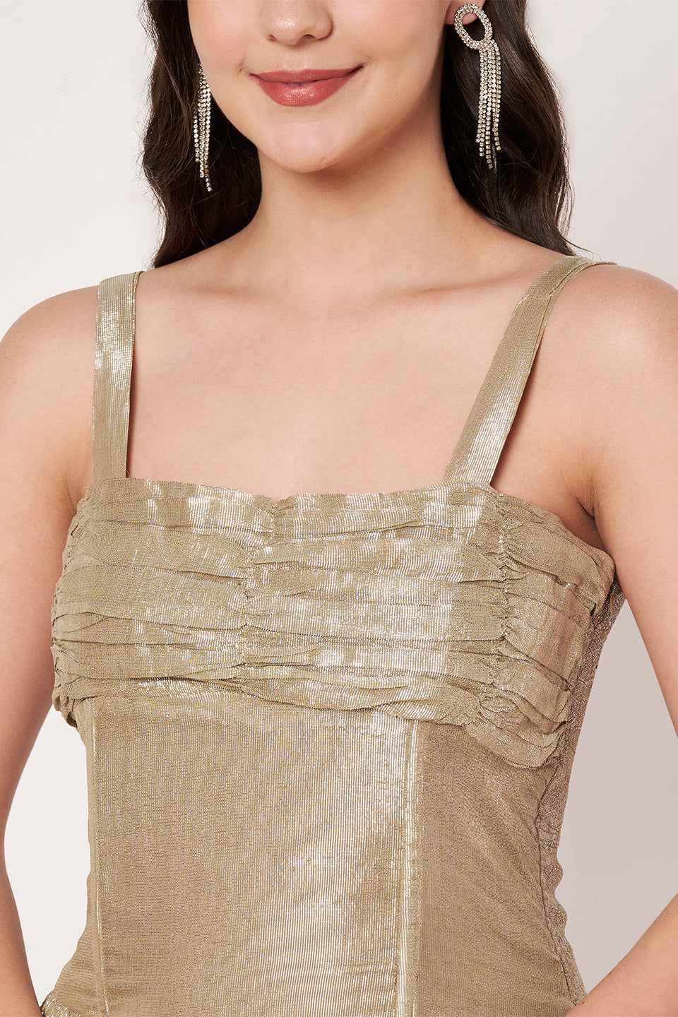 Starlight Champange Gold Layered Flared Dress
