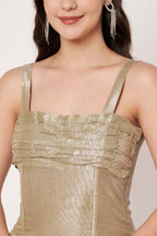 Starlight Champange Gold Layered Flared Dress