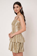 Starlight Champange Gold Layered Flared Dress