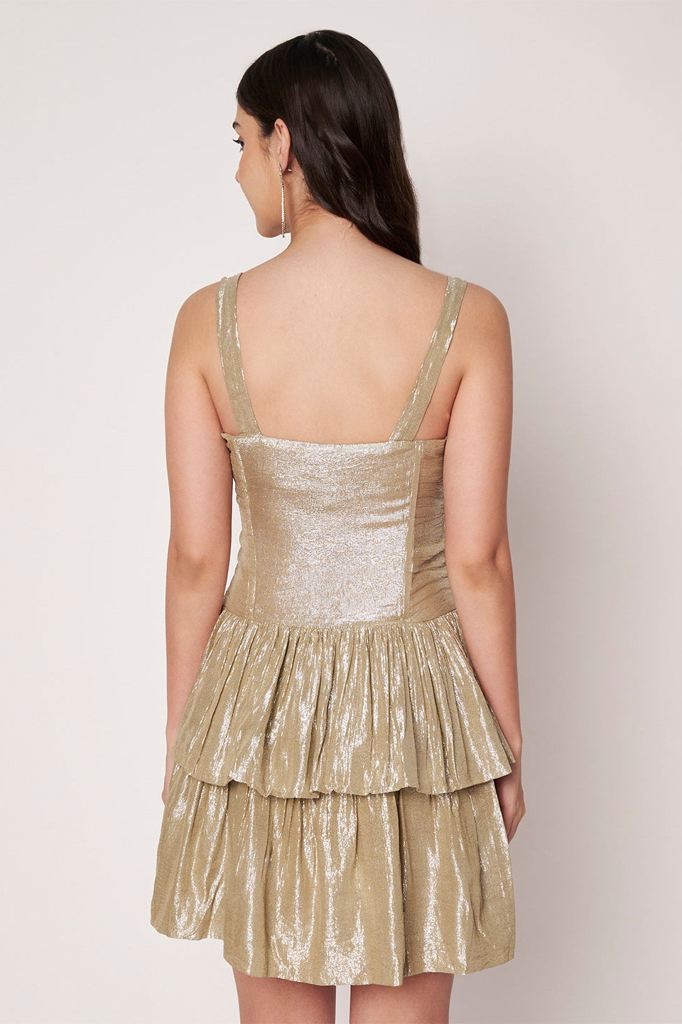Starlight Champange Gold Layered Flared Dress