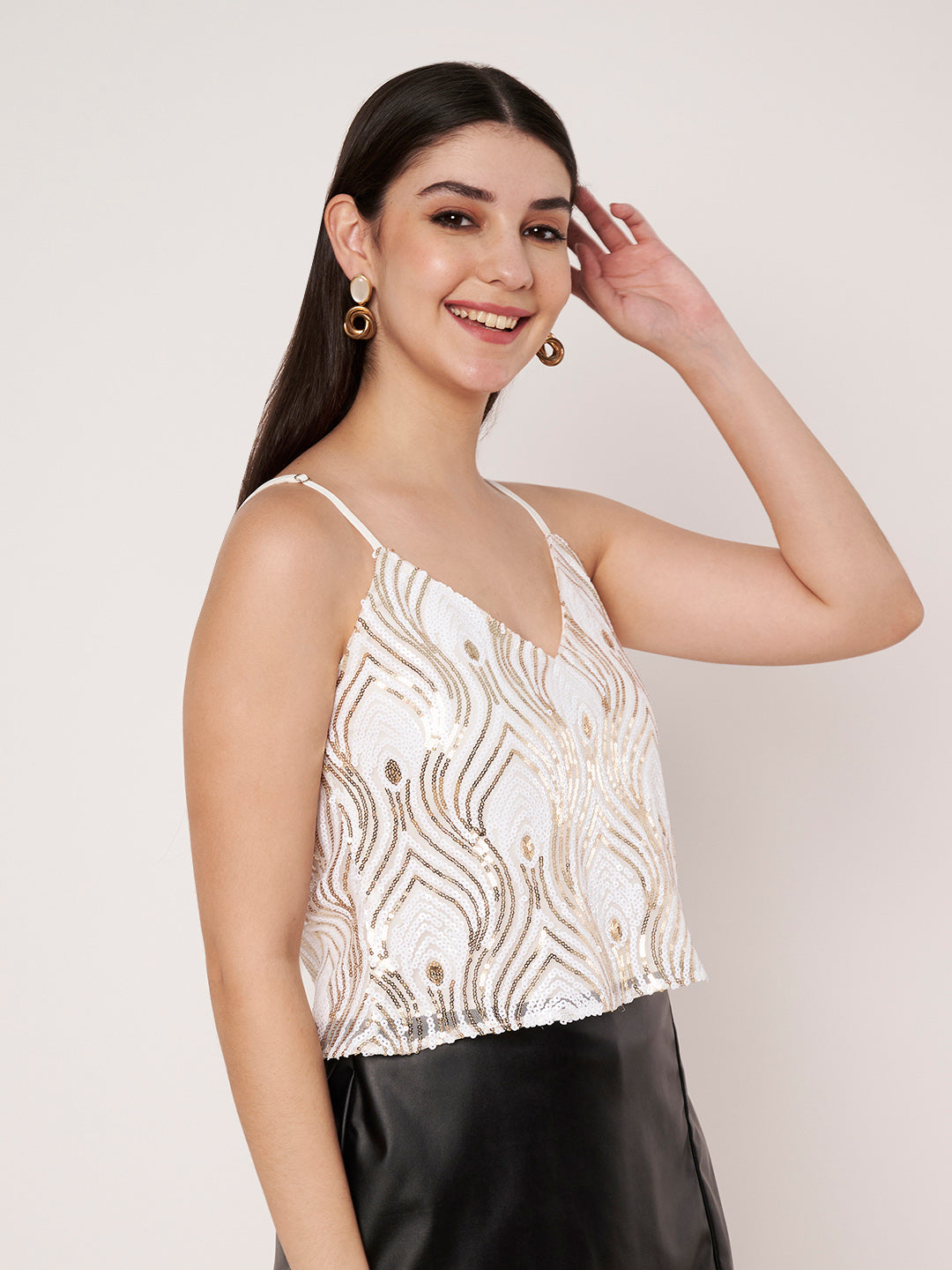 Off White Sequine Top