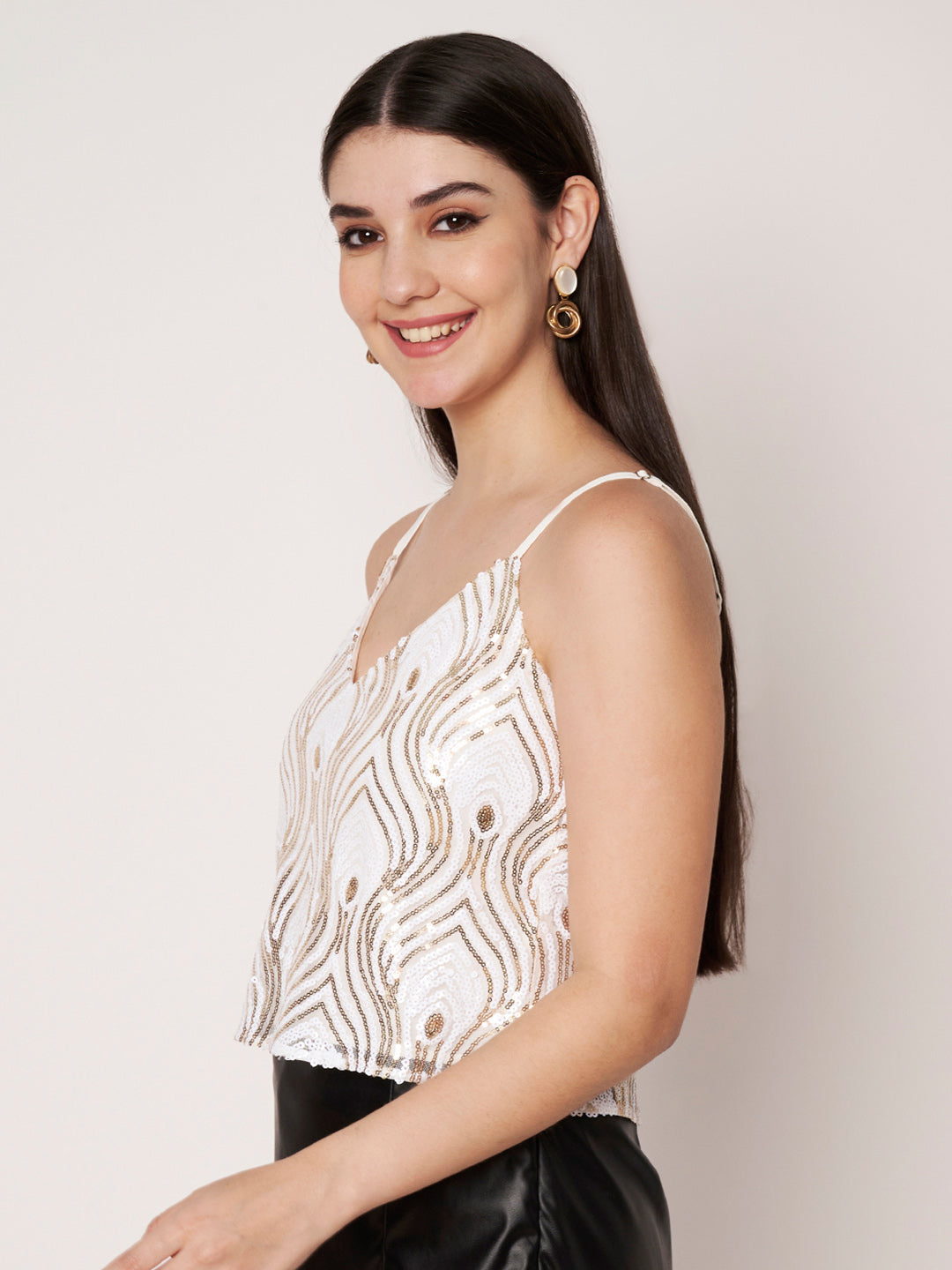 Off White Sequine Top
