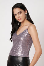 Sequin V-Neck Top