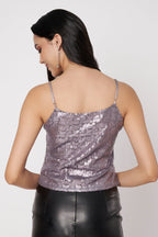 Sequin V-Neck Top