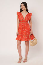 Amagyaa orange floral mini dress