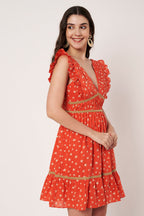 Amagyaa orange floral mini dress