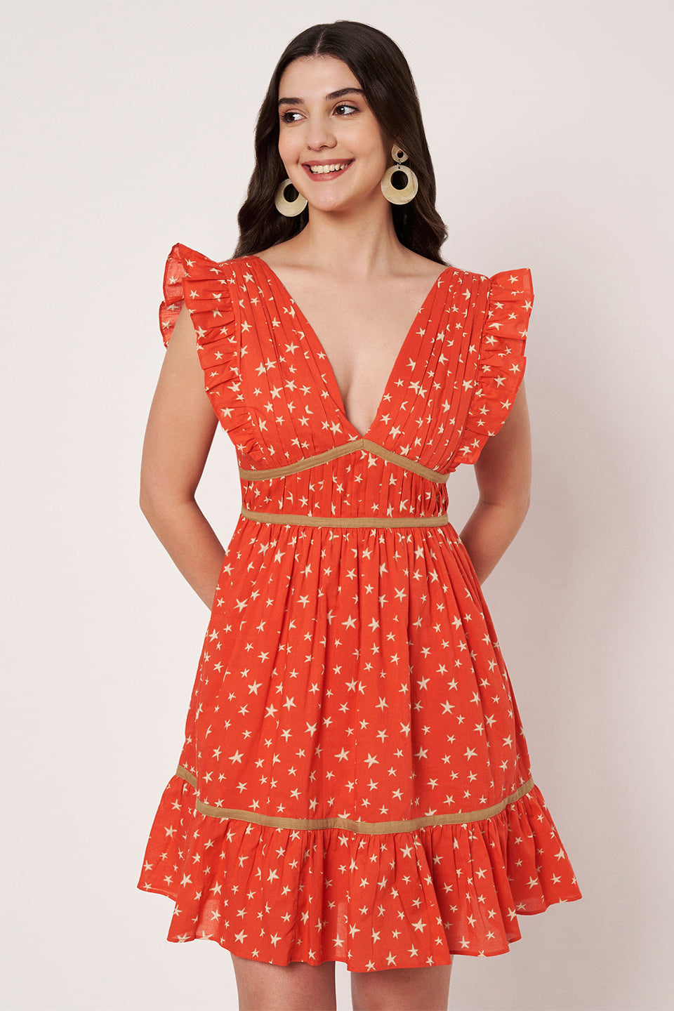 Amagyaa orange floral mini dress