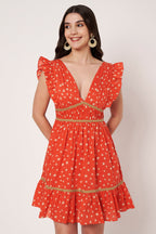 Amagyaa orange floral mini dress