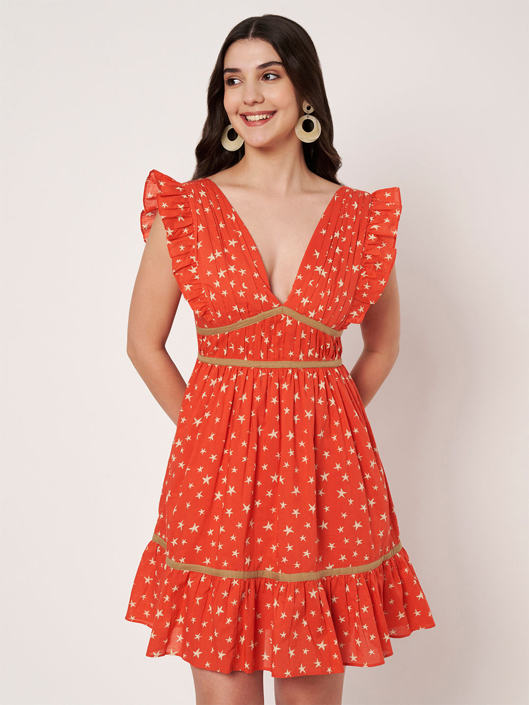 Amagyaa orange floral mini dress