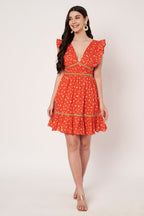 Amagyaa orange floral mini dress