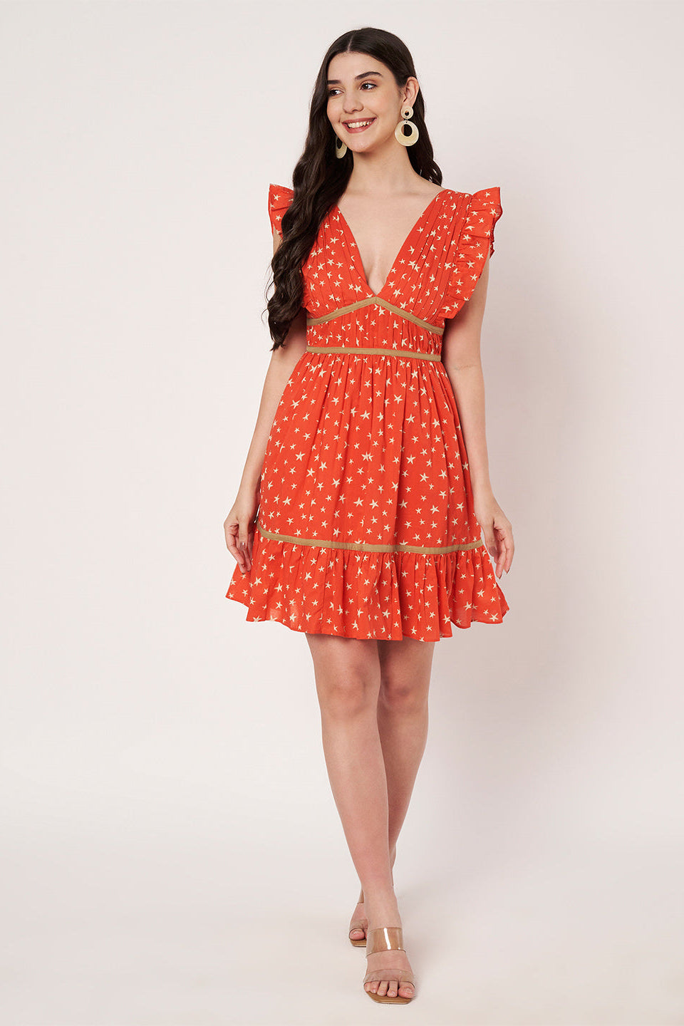 Amagyaa orange floral mini dress