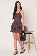 Amagyaa brown check mini dress