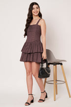 Amagyaa brown check mini dress
