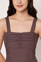 Amagyaa brown check mini dress