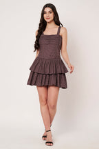 Amagyaa brown check mini dress