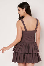Amagyaa brown check mini dress