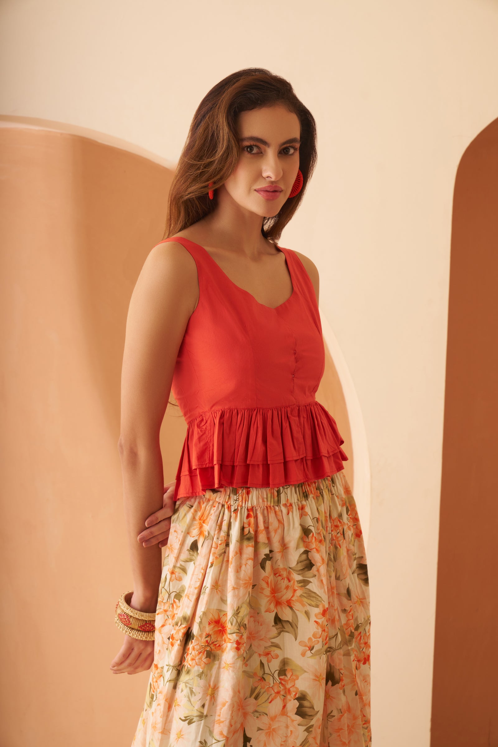 Amagyaa Scoop Neck Peplum Top