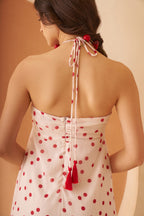 Amagyaa Polka Dot White Maxi Dress