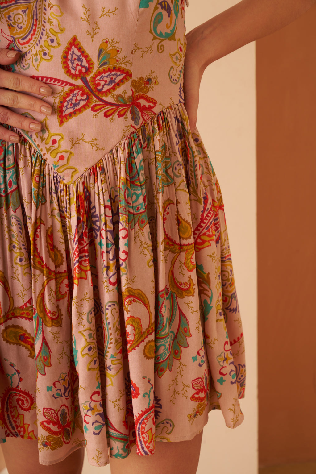 Amagyaa Floral Peach Mini Dress