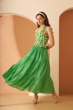 Amagyaa Green Printed Halter Top