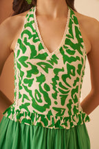 Amagyaa Green Printed Halter Top