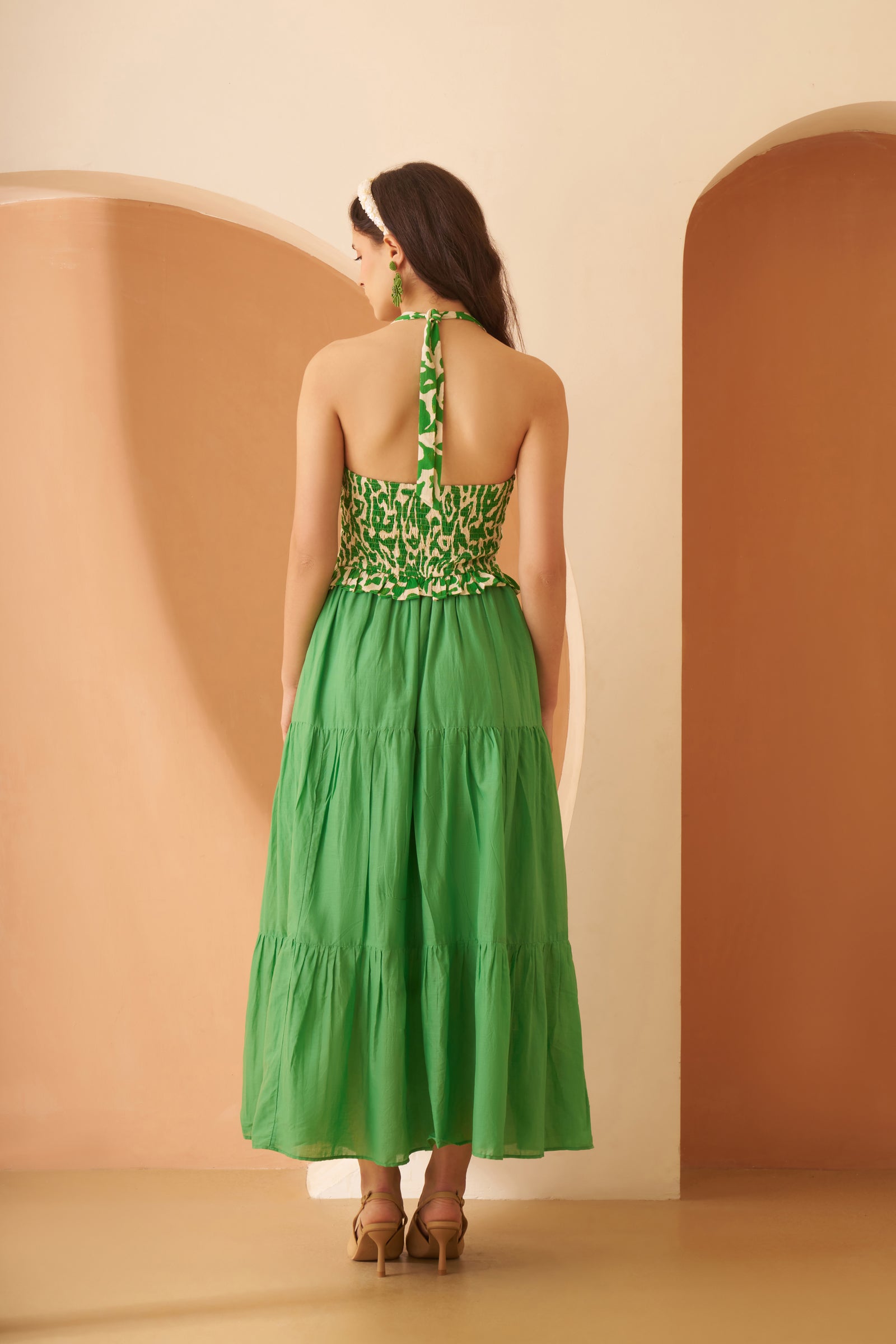 Amagyaa Green Printed Halter Top