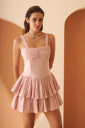 Amagyaa Baby Pink Ruffle Tiered Mini Dress