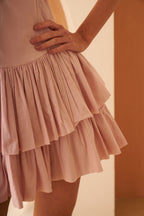 Amagyaa Baby Pink Ruffle Tiered Mini Dress