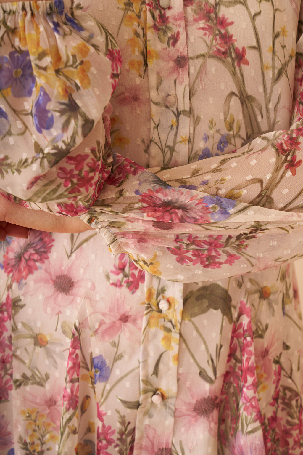 Amagyaa Cream Floral Georgette Mini
