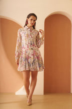 Amagyaa Cream Floral Georgette Mini