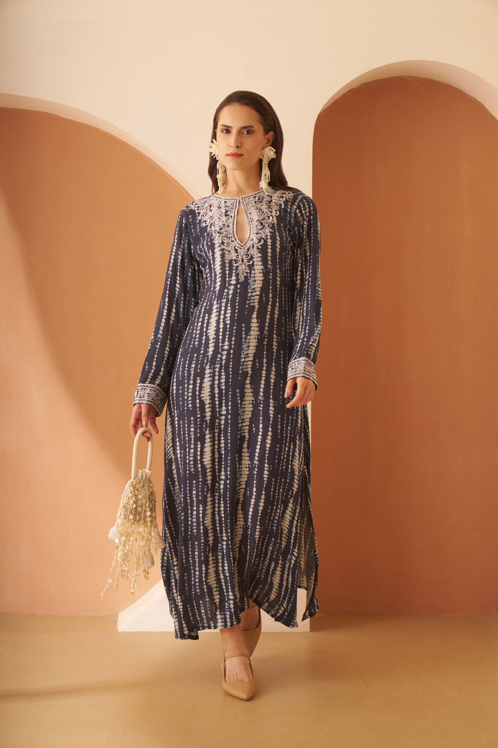 Noor Navy Blue Kaftan by Amagyaa